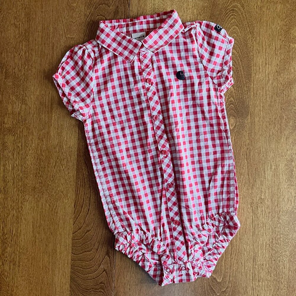 Carhartt red gingham onesie 18m